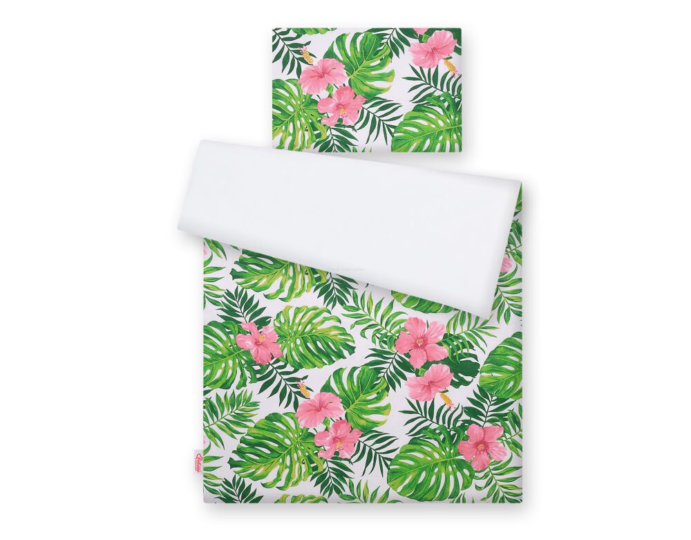 Baby cotton bedding set 2-pcs 120x90 cm - tropical flowers – afbeelding 2