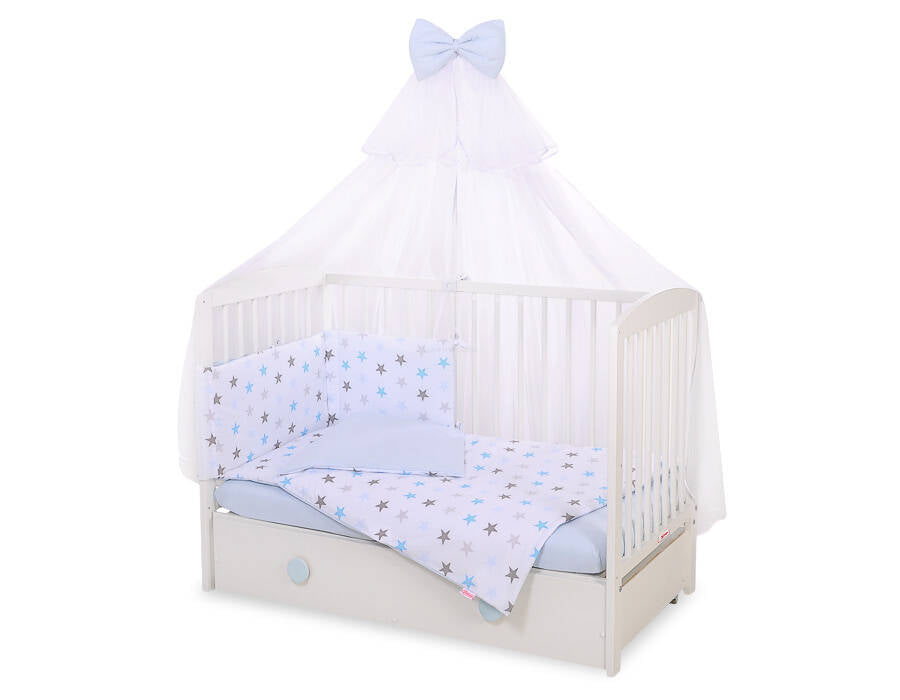 Baby cotton bedding set 2-pcs - stars gray 135x100- blue – afbeelding 4