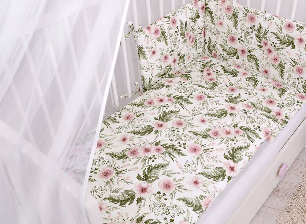 Baby cotton bedding set 2-pcs 120x90 cm- peony flower pink – afbeelding 4