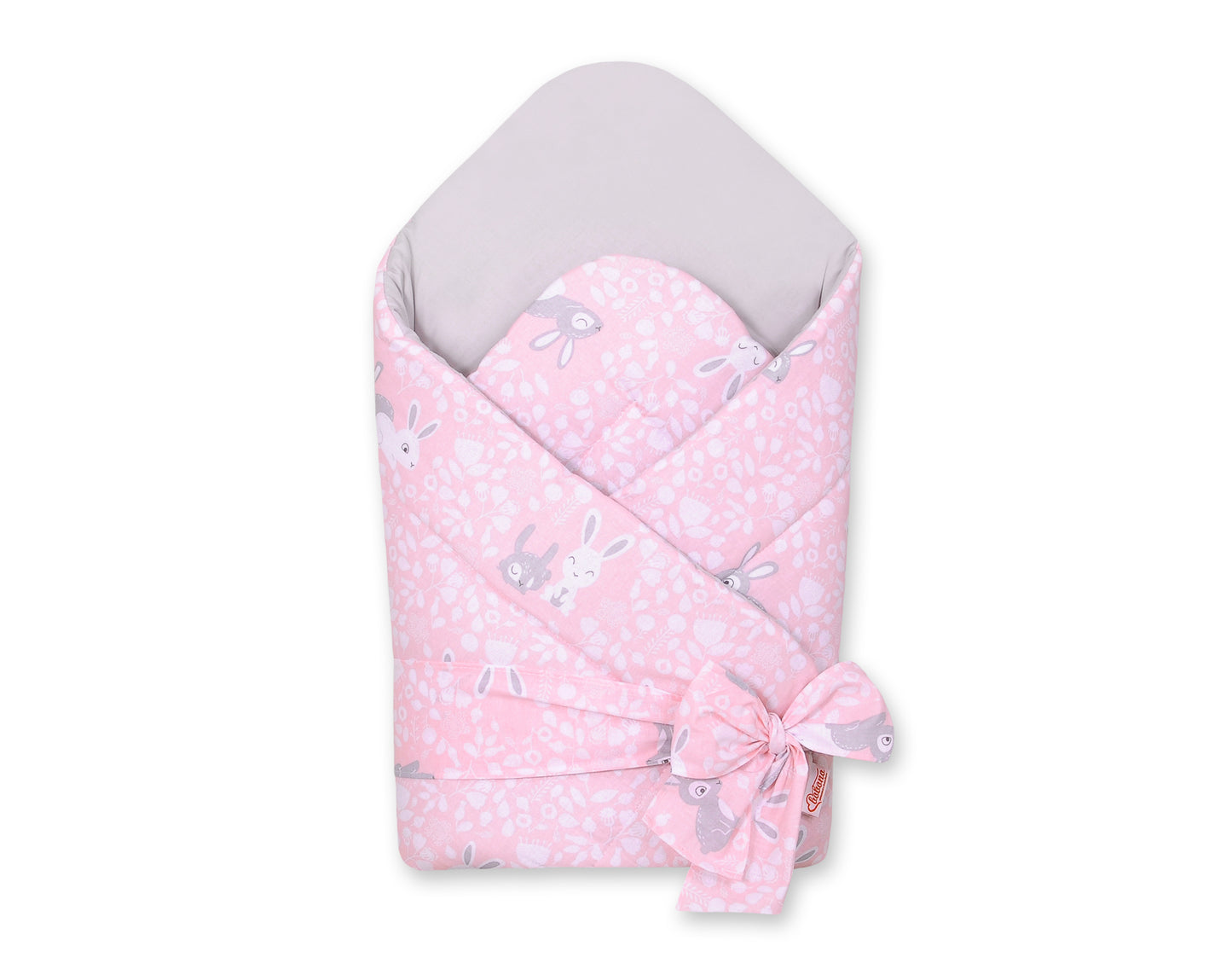Baby nestje 2in1 with stiffening with bow - pink rabbits – afbeelding 1