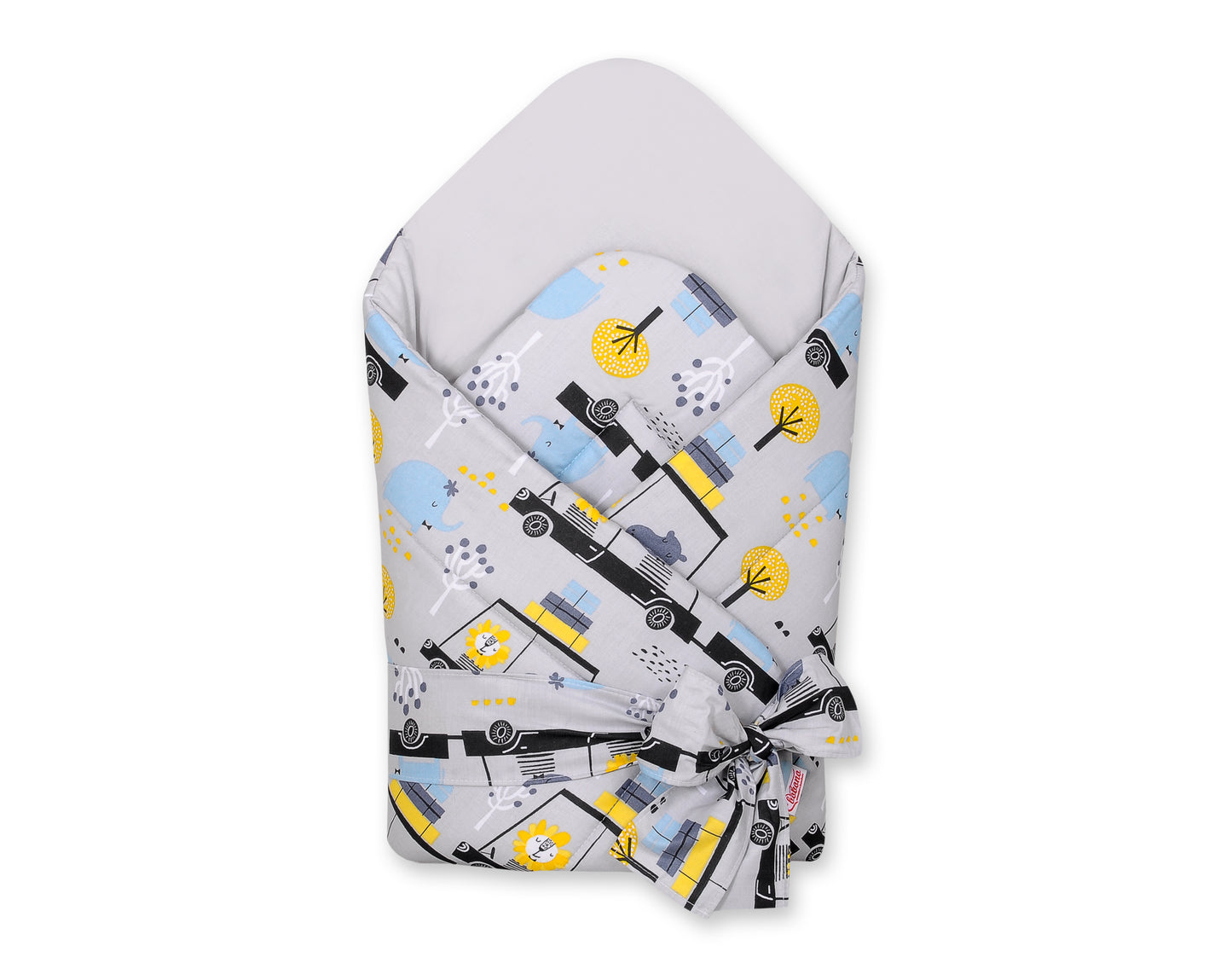 Baby nestje 2in1 with stiffening with bow - animals in cars gray – afbeelding 1