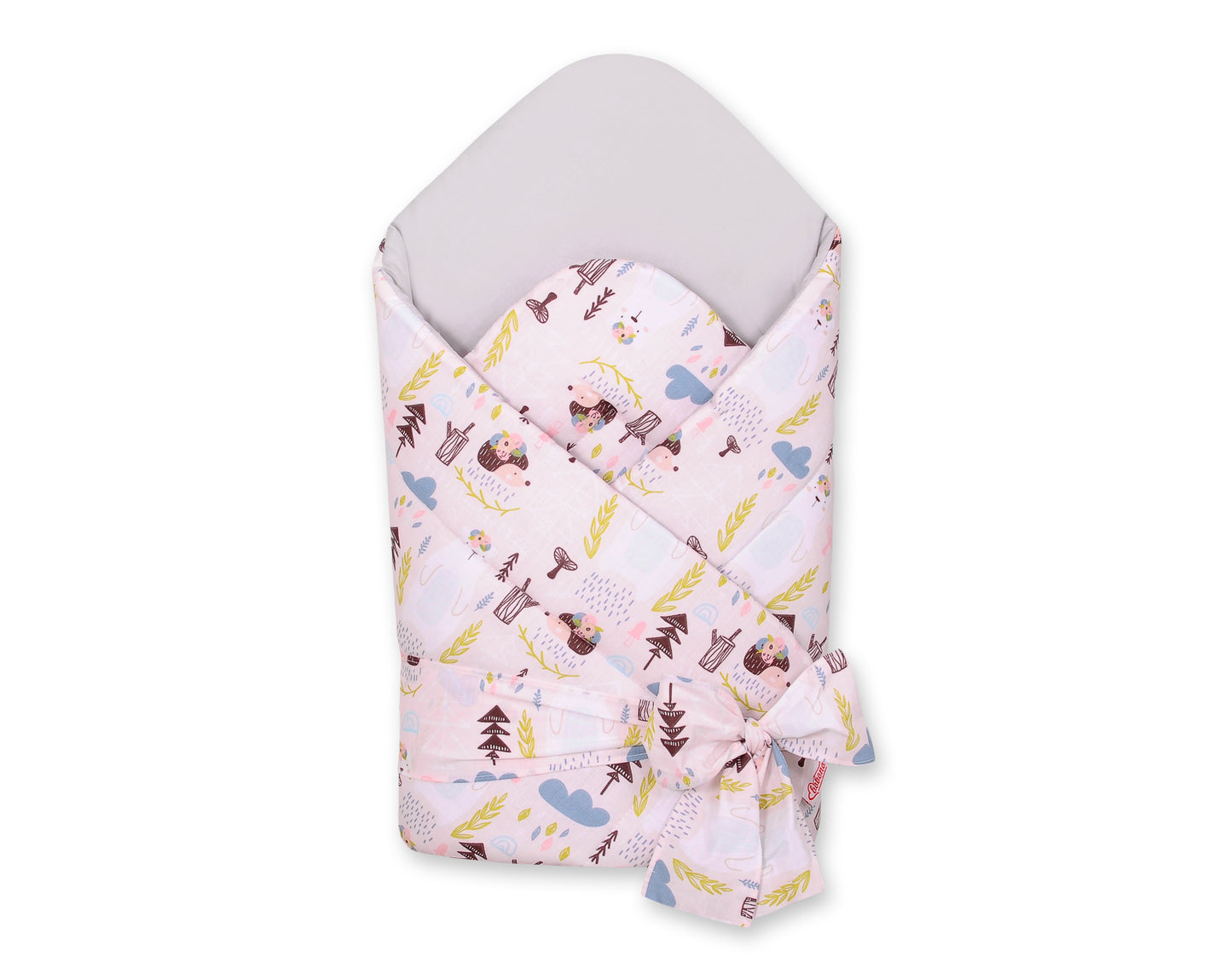Baby nestje 2in1 with stiffening with bow - pink hedgehogs – afbeelding 1