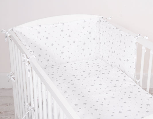 Universal bumper for cot - mini gray stars – afbeelding 2