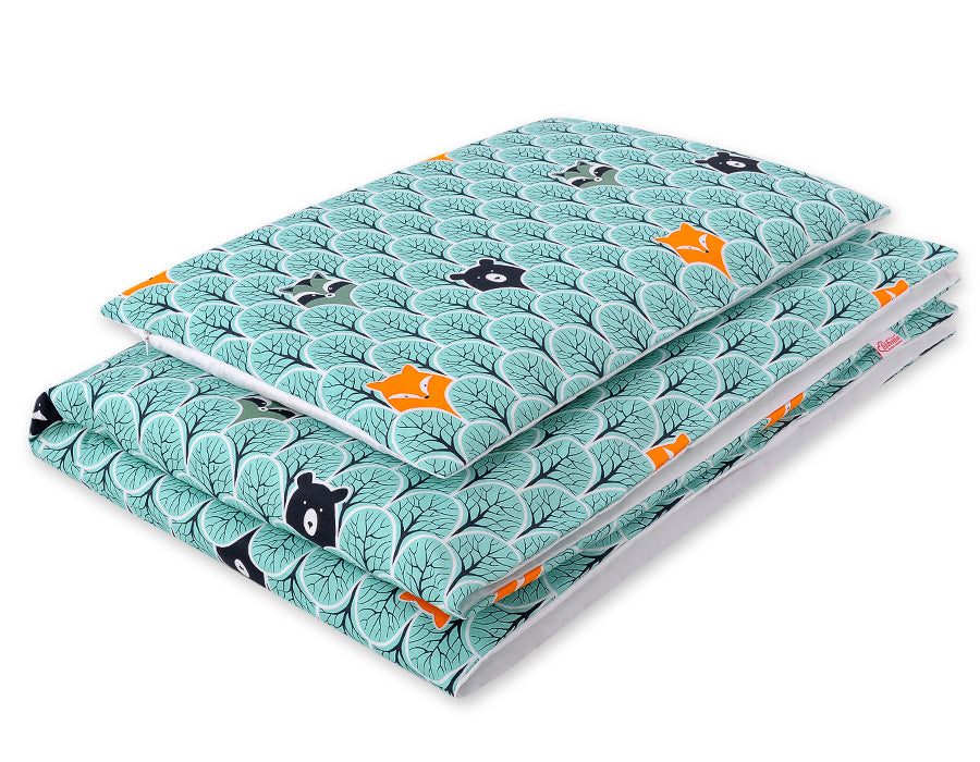 Baby cotton bedding set 2-pcs 135x100 cm- mint forest – afbeelding 1
