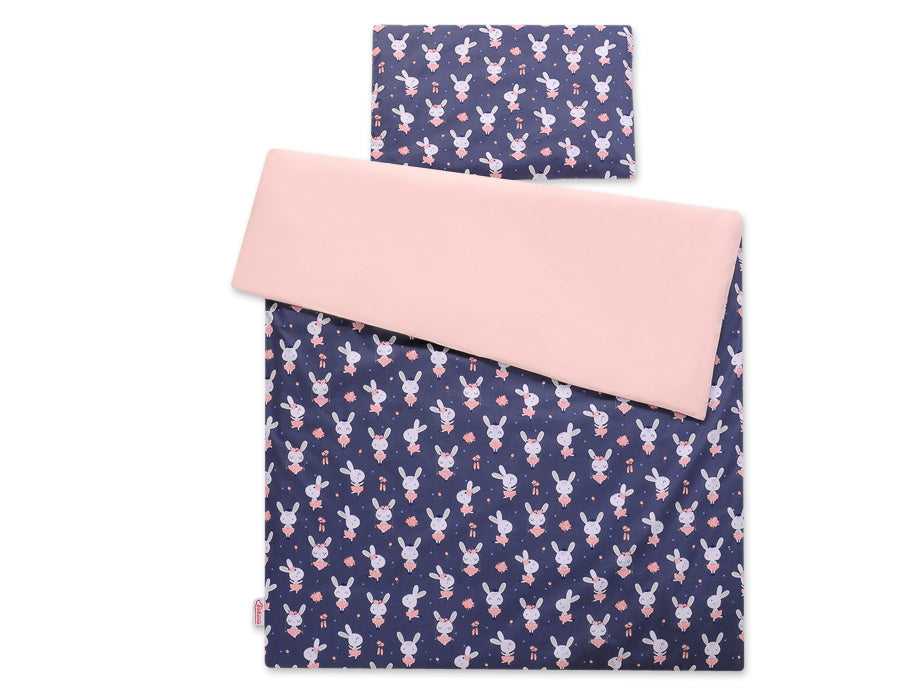 Baby cotton bedding set 2-pcs 140x200 Junior - rabbits navy blue – afbeelding 2