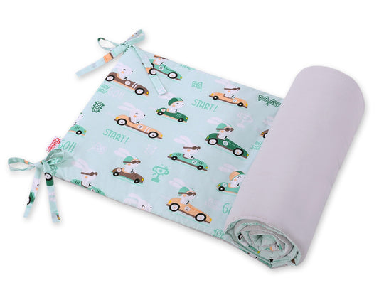 Universal bumper for cot - mint rabbits – afbeelding 1