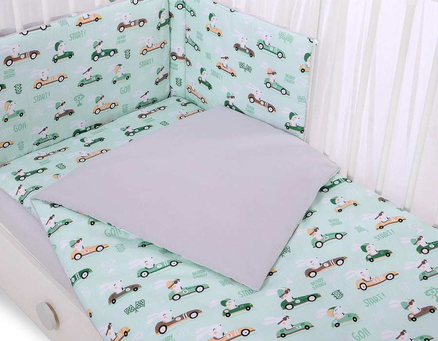 Baby cotton bedding set 2-pcs 120x90 cm- mint rabbits – afbeelding 3