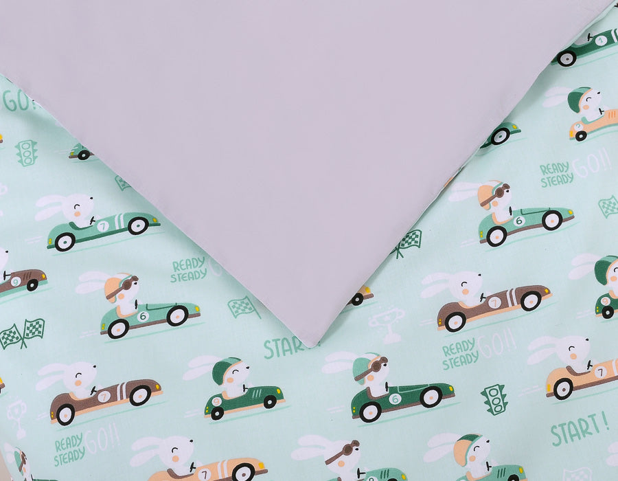 Baby cotton bedding set 2-pcs 120x90 cm- mint rabbits – afbeelding 4