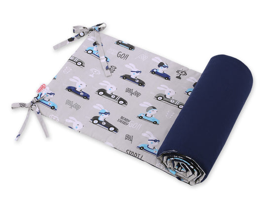 Universal bumper for cot - gray rabbits – afbeelding 1