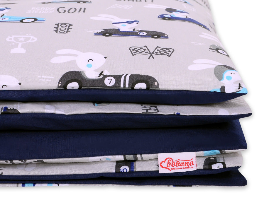 Baby cotton bedding set 2-pcs 135x100 cm- gray rabbits – afbeelding 2