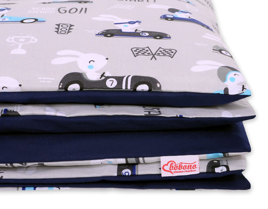 Baby cotton bedding set 2-pcs 135x100 cm- gray rabbits – afbeelding 2