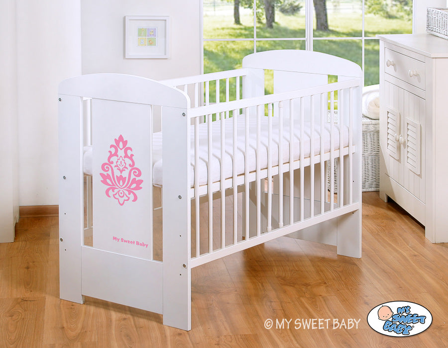 Wooden baby cot 120x60cm Glamour white-pink – afbeelding 2