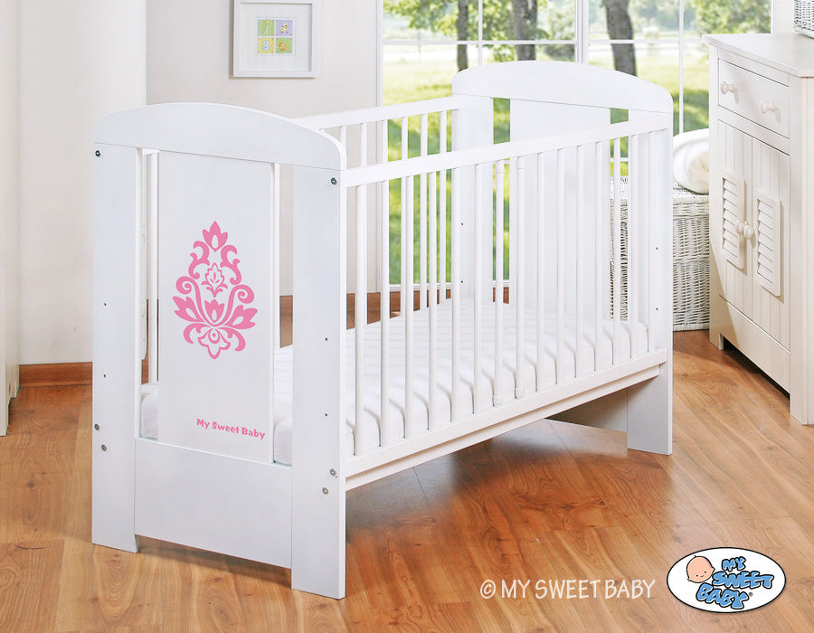 Wooden baby cot 120x60cm Glamour white-pink – afbeelding 4