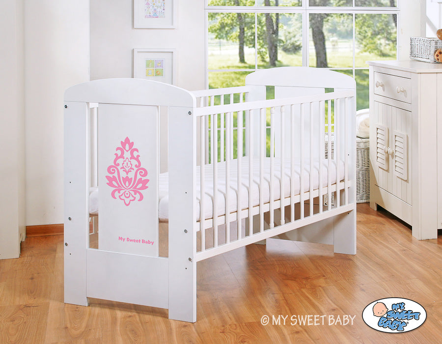Wooden baby cot 120x60cm Glamour white-pink – afbeelding 3