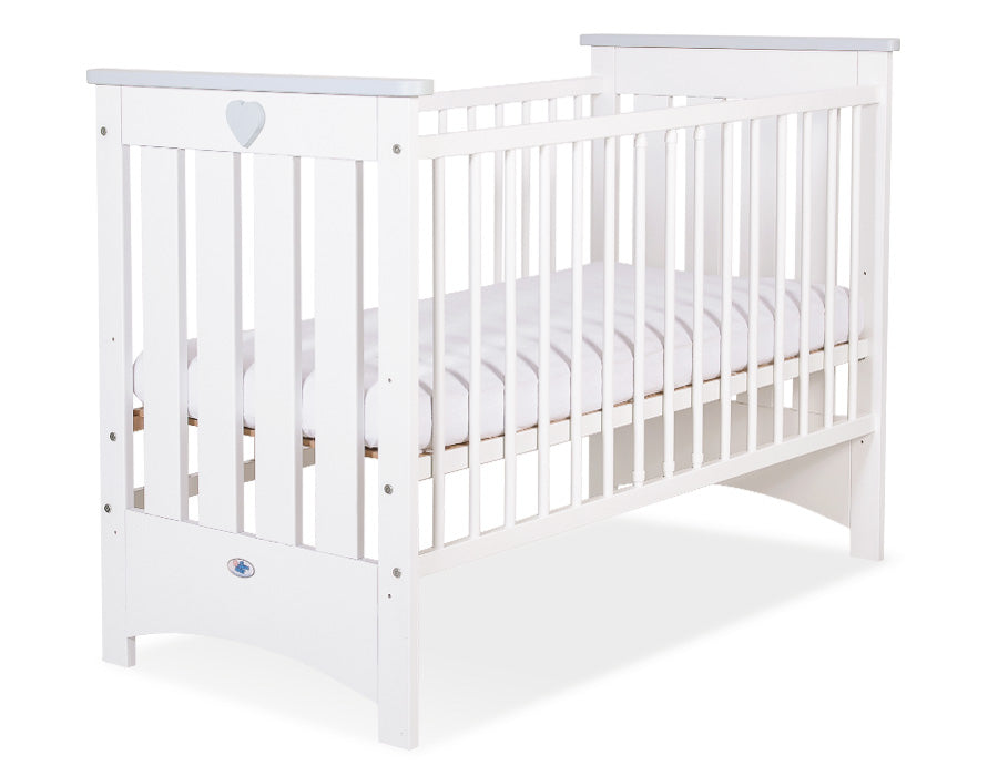 Wooden baby cot 120x60cm Lorenzo III white-grey, with teething rail – afbeelding 2