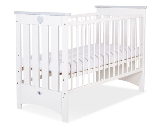 Wooden baby cot 120x60cm Lorenzo III white-grey, with teething rail – afbeelding 2