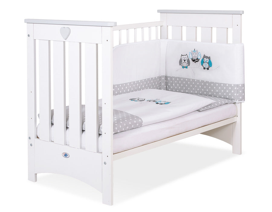Wooden baby cot 120x60cm Lorenzo III white-grey, with teething rail – afbeelding 4