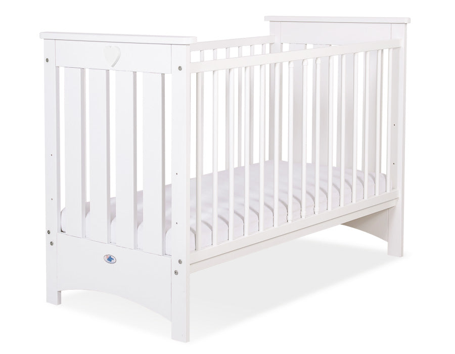 Wooden baby cot 120x60cm Lorenzo III white, with teething rail – afbeelding 1