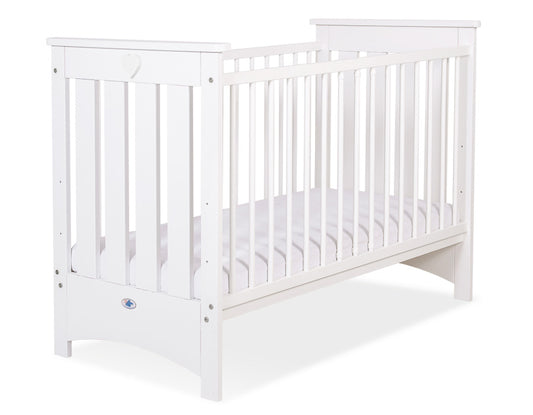 Wooden baby cot 120x60cm Lorenzo III white, with teething rail – afbeelding 1