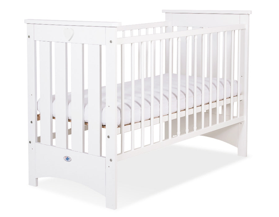 Wooden baby cot 120x60cm Lorenzo III white, with teething rail – afbeelding 2