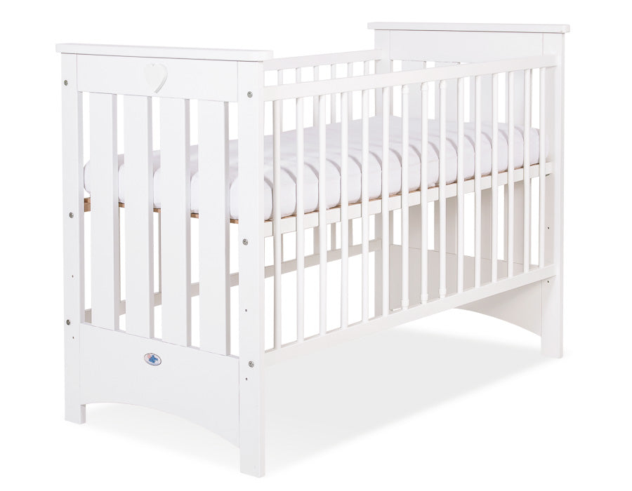 Wooden baby cot 120x60cm Lorenzo III white, with teething rail – afbeelding 3