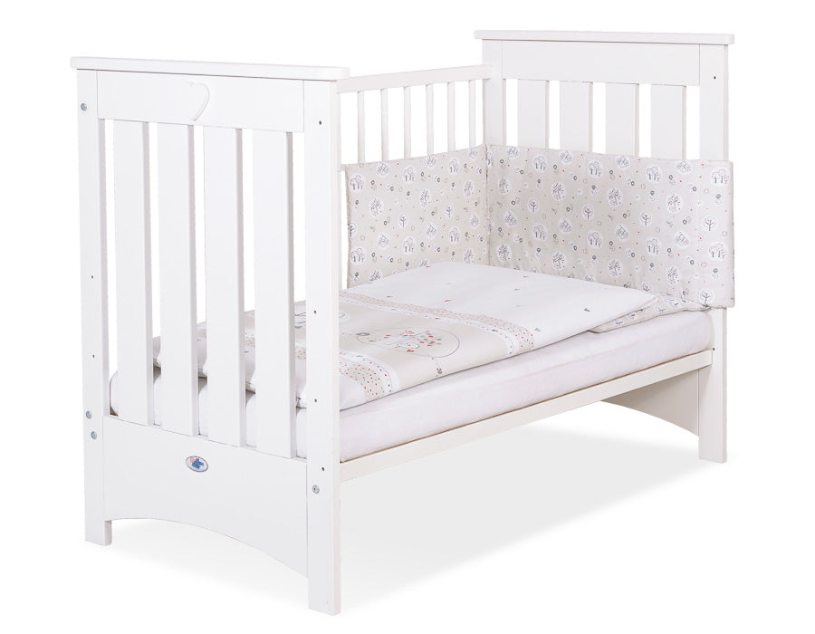 Wooden baby cot 120x60cm Lorenzo III white, with teething rail – afbeelding 4