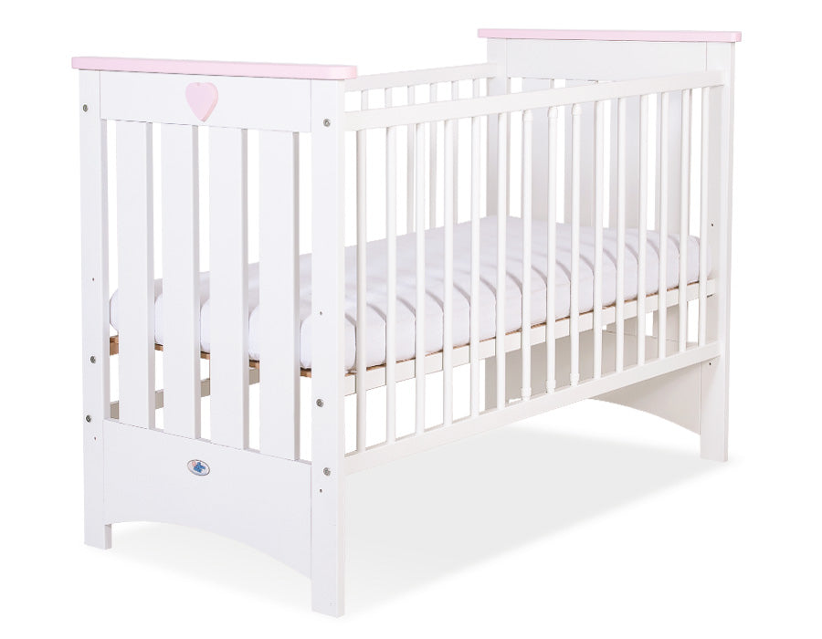 Wooden baby cot 120x60cm Lorenzo III white-pink, with teething rail – afbeelding 2