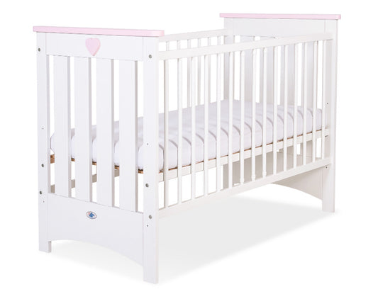 Wooden baby cot 120x60cm Lorenzo III white-pink, with teething rail – afbeelding 2