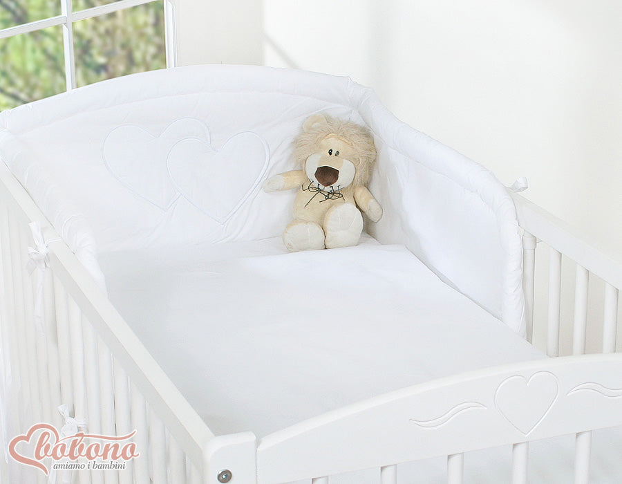 Universal cot bumper- Hearts white – afbeelding 2