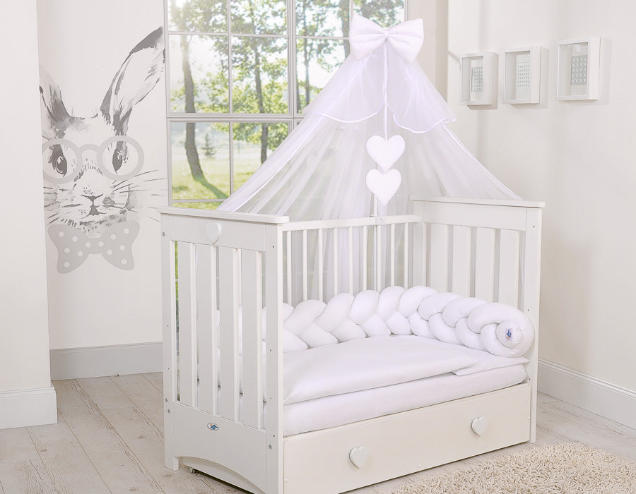 Wooden baby cot 120x60cm Lorenzo III white, with teething rail – afbeelding 5
