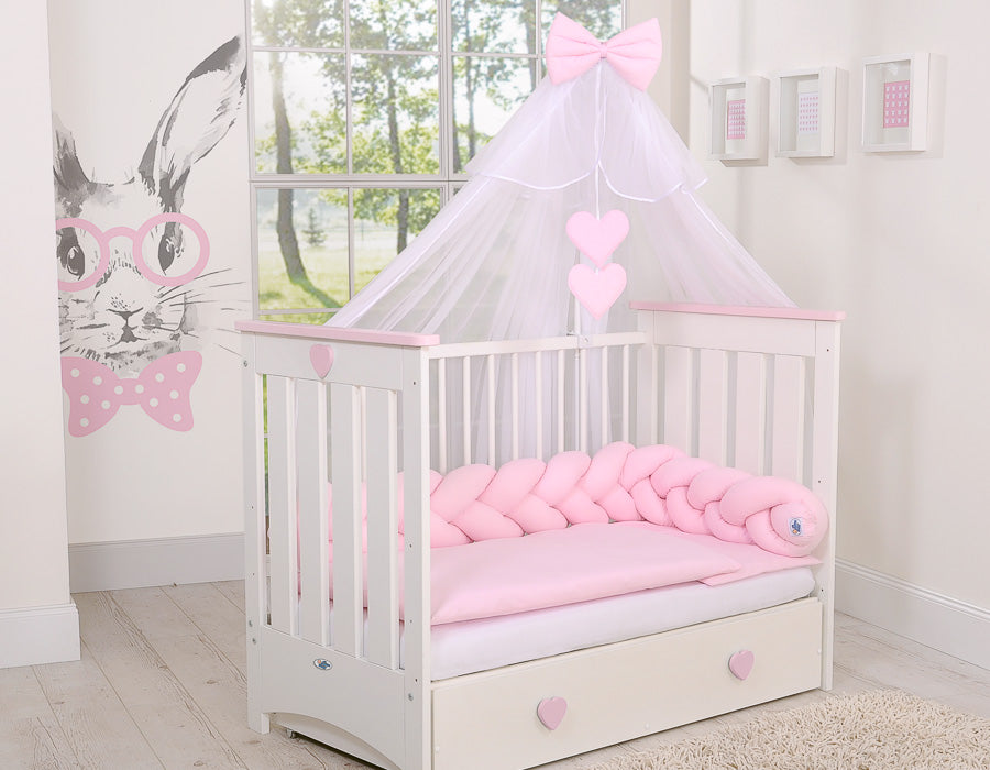 Wooden baby cot 120x60cm Lorenzo III white-pink, with teething rail – afbeelding 5