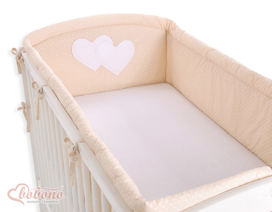 Universal bumper XXL- Hanging Hearts white polka dots on beige – afbeelding 1