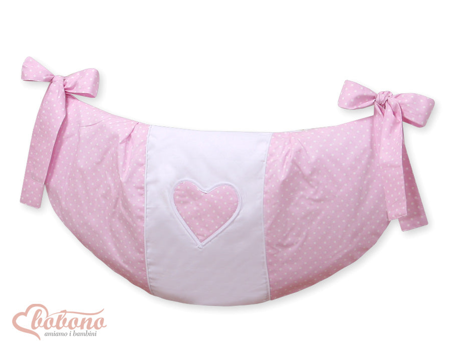Toys bag- Hanging Hearts white polka dots on pink – afbeelding 1