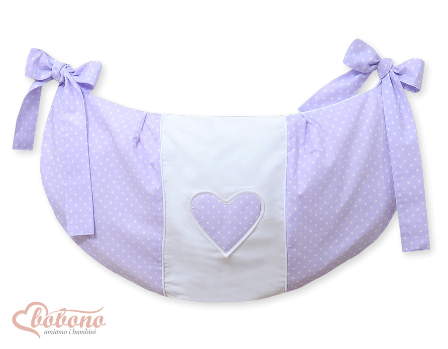Toys bag- Hanging Hearts white polka dots on lilac – afbeelding 1