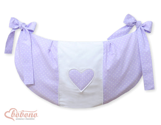 Toys bag- Hanging Hearts white polka dots on lilac – afbeelding 1
