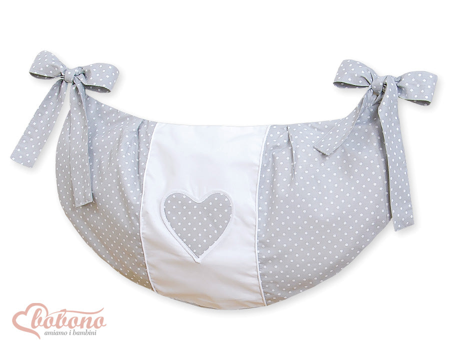 Toys bag- Hanging Hearts dots on grey – afbeelding 1