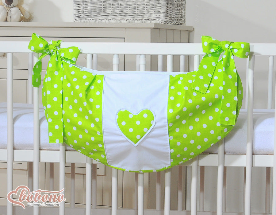 Toys bag- Hanging Hearts white dots on green – afbeelding 2