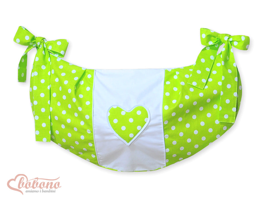 Toys bag- Hanging Hearts white dots on green – afbeelding 1