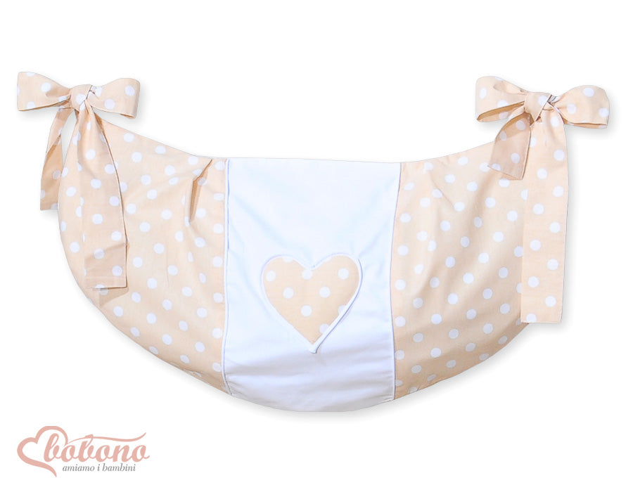 Toys bag- Hanging Hearts white dots on beige – afbeelding 1
