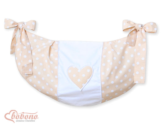 Toys bag- Hanging Hearts white dots on beige – afbeelding 1