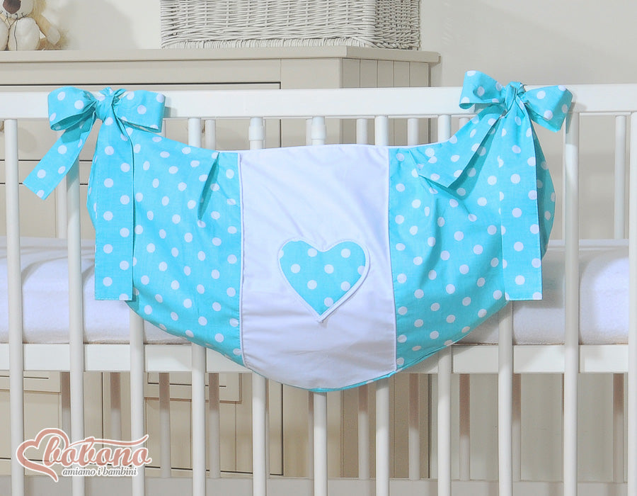 Toys bag- Hanging Hearts white dots on turquoise – afbeelding 2
