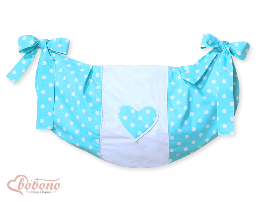 Toys bag- Hanging Hearts white dots on turquoise – afbeelding 1