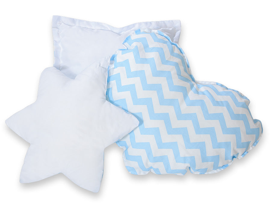 3pcs kussen set - Chevron blue – afbeelding 3
