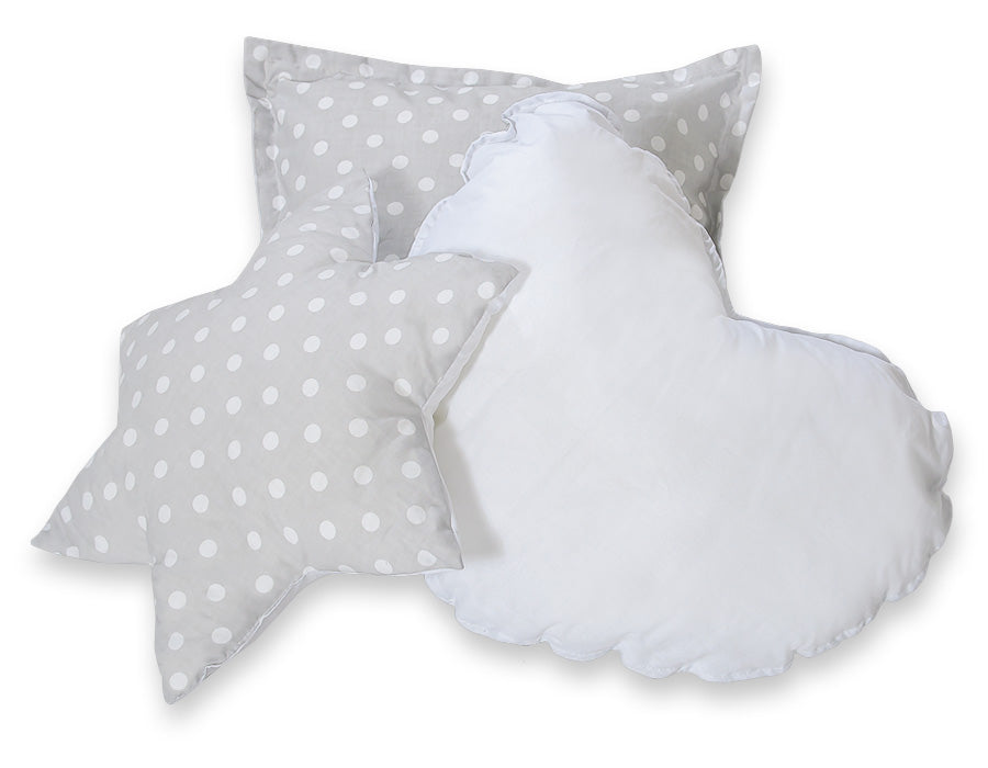 3pcs kussen set - white dots on grey – afbeelding 1