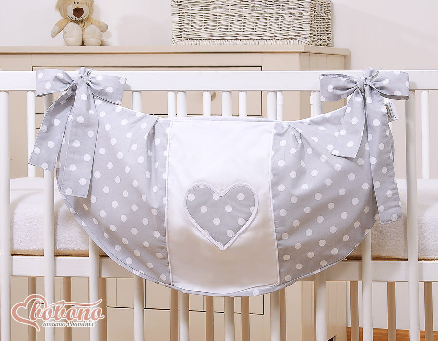 Toys bag- Hanging Hearts dots on grey – afbeelding 2