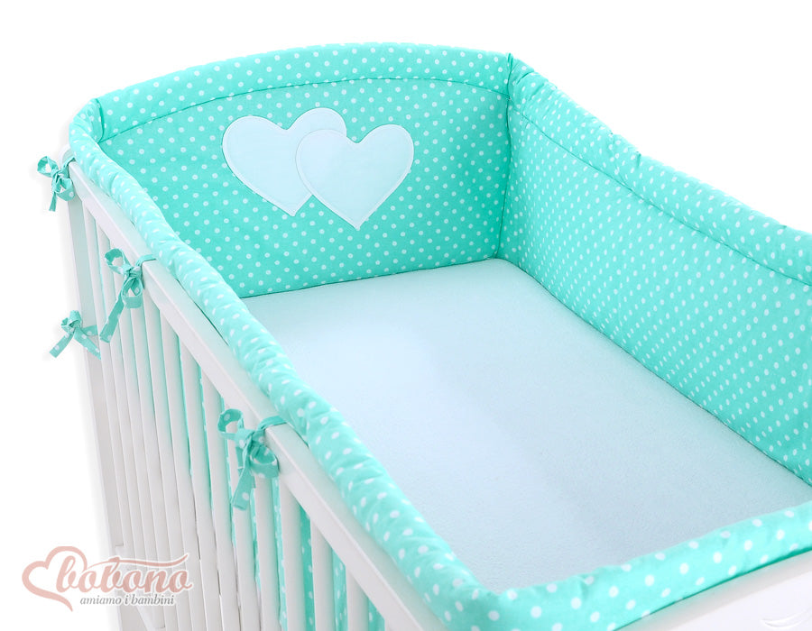 Universal bumper XXL- Hanging Hearts white dots on mint – afbeelding 1