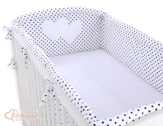 Universal bumper XXL- Hanging Hearts black dots on white – afbeelding 1