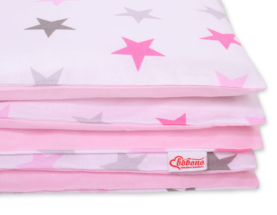Baby cotton bedding set 2-pcs 140x200 Junior - stars gray - pink /pink – afbeelding 3