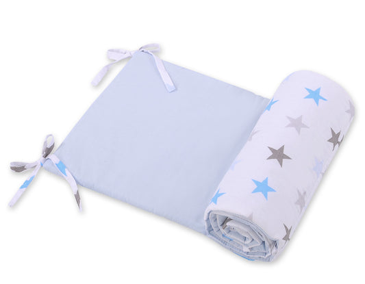 Universal bumper for cot - gray -blue stars – afbeelding 2