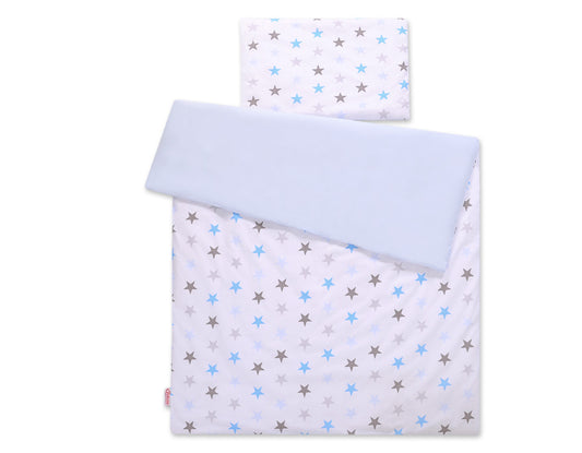 Baby cotton bedding set 2-pcs - stars gray 135x100- blue – afbeelding 2